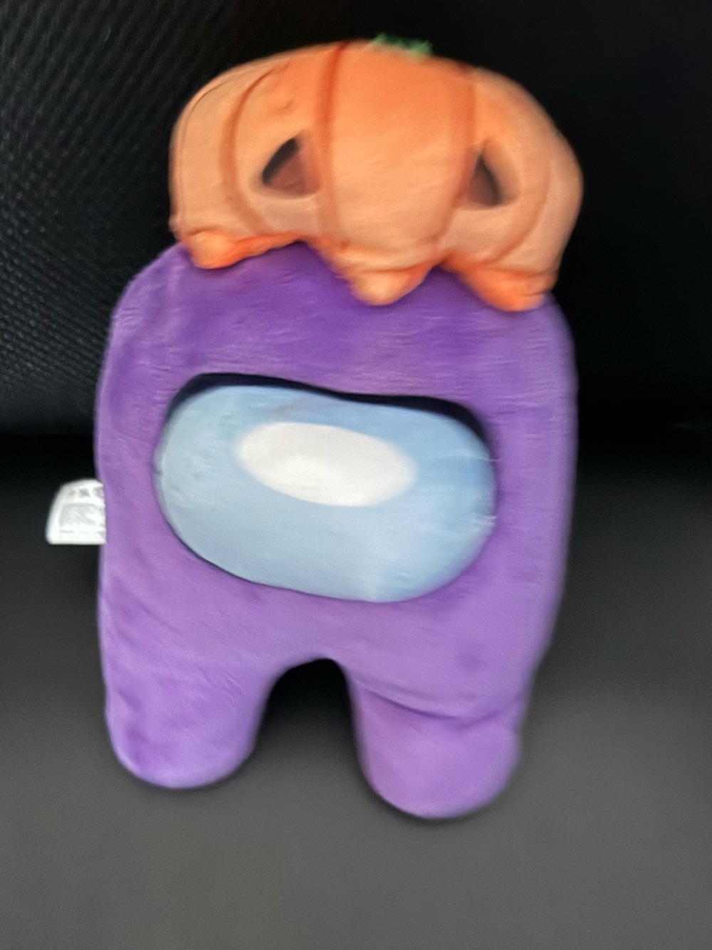 Purple Plush Spacesuit Among Us Plush Toy with Orange Pumpkin Hat